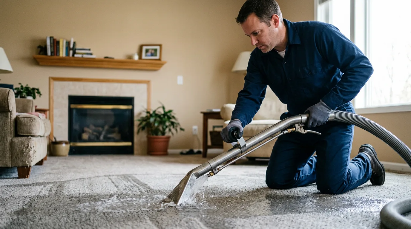 Water damage restoration technician working near Elmore, OH
